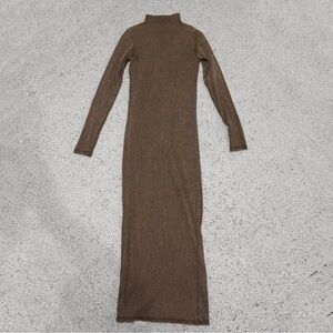 Zara Ribbed Brown Long Sleeve Dress S